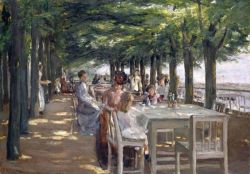 Max Liebermann The Terrace At Jacob Restaurant In Nienstedten On The Elbe 1902 reproduction peinte à la main
