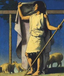 Maxfield Parish Shepherd With Purple Robe 1899 reproduction peinte à la main