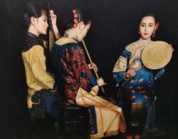 Peinture sur toile de May Lim Three Maidens reproduction peinte à la main