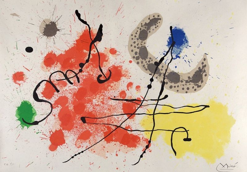 Miro Joan Le Lezard Aux Plumes Or 1st Version Plate Xi