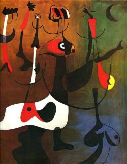 Peinture sur toile de Miro Rhythmic Characters reproduction peinte à la main