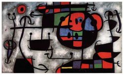 Peinture sur toile de Miro The Skiing Lesson reproduction peinte à la main