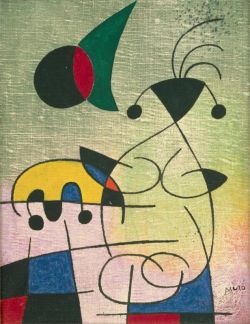 Peinture sur toile de Miro The Sun Embracing The Lover reproduction peinte à la main
