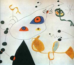 Peinture sur toile de Miro Woman And Bird In The Night reproduction peinte à la main