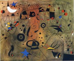 Peinture sur toile de Miro Woman With Blond Armpit Combing Her Hair reproduction peinte à la main