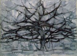 Peinture sur toile de Mondrian, Arbre Gris reproduction peinte à la main