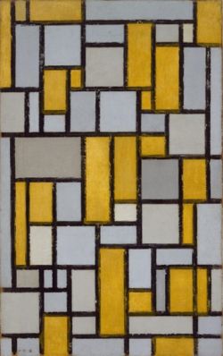 Peinture sur toile de Mondrian, Composition Avec Grille 1 reproduction peinte à la main