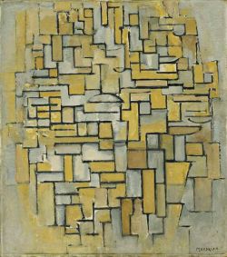 Peinture sur toile de Mondrian, Composition En Marron Et Gris reproduction peinte à la main