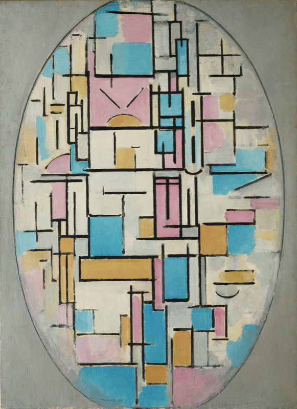 Mondrian, Composition En Ovale Avec Des Champs De Couleurs