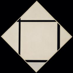 Peinture sur toile de Mondrian, Tableau I - Losange Gris Avec Quatre Lignes reproduction peinte à la main