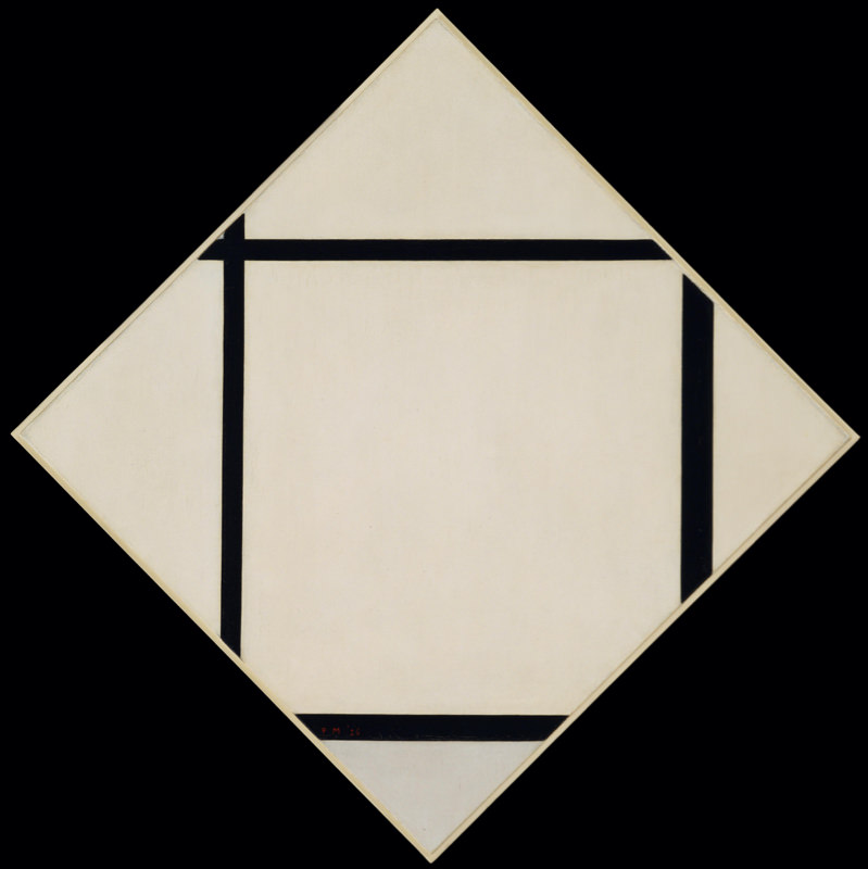 Mondrian, Tableau I - Losange Gris Avec Quatre Lignes