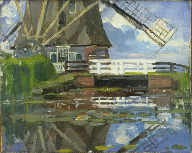 Mondrian, Vue Tronquée Du Moulin De Broekzijder Sur Le Gein, Pales Face à l'Ouest
