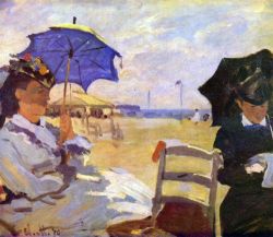 Peinture sur toile de Monet A La Plage A Trouville reproduction peinte à la main