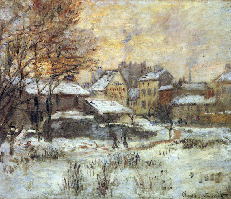 Monet Argenteuil Sous La Neige Au Coucher Du Soleil