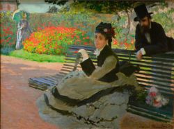 Peinture sur toile de Monet Camille Monet Sur Un Banc Du Jardin reproduction peinte à la main