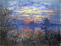 Peinture sur toile de Monet Coucher De Soleil Sur La Seine reproduction peinte à la main