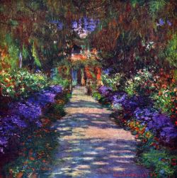 Peinture sur toile de Monet Jardin A Giverny reproduction peinte à la main