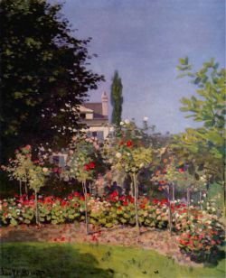 Peinture sur toile de Monet Jardin A Sainte-adresse reproduction peinte à la main