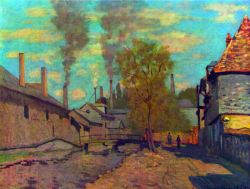 Peinture sur toile de Monet Le Flux De Robec reproduction peinte à la main