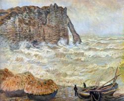 Peinture sur toile de Monet Mer Houleuse A La Porte D Aval reproduction peinte à la main
