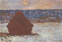 Peinture sur toile de Monet Meule De Foin Dans La Neige reproduction peinte à la main