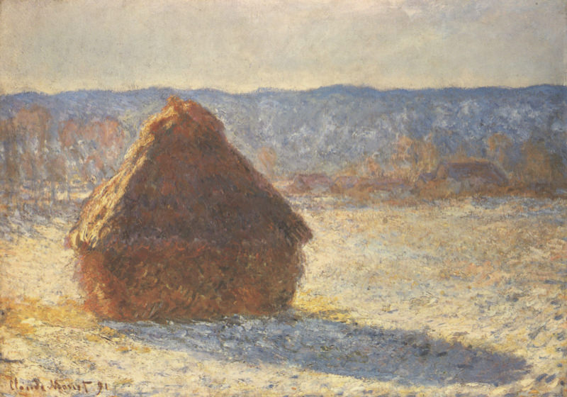 Monet Meule De Foin Dans La Neige Du Matin