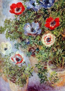 Peinture sur toile de Monet Nature Morte Avec Anemones reproduction peinte à la main