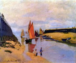 Peinture sur toile de Monet Port De Trouville reproduction peinte à la main