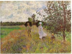 Peinture sur toile de Monet Promenade A Argenteuil reproduction peinte à la main