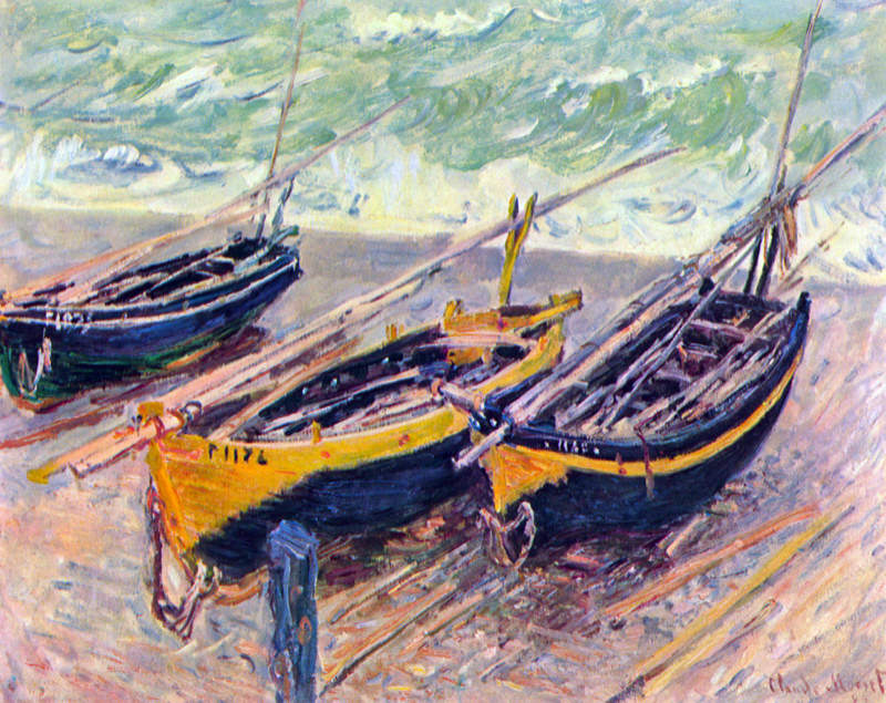 Monet Quai De Etretat - Trois Bateaux De Peche