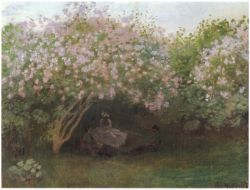 Peinture sur toile de Monet Repos Sous Les Lilas reproduction peinte à la main