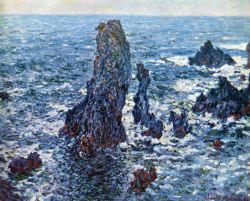 Peinture sur toile de Monet Rocher De Belle-ile Les Epingles De Port Coton reproduction peinte à la main