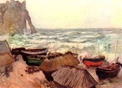 Peinture sur toile de Monet Rocher De Durchbrochener A Etretat reproduction peinte à la main