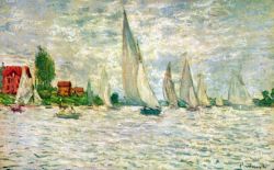 Peinture sur toile de Monet Voiliers Regate A Argenteuil reproduction peinte à la main