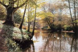 Monsted A River Landscape In Springtime reproduction peinte à la main