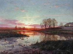 Monsted Evening At Naesbyholm reproduction peinte à la main