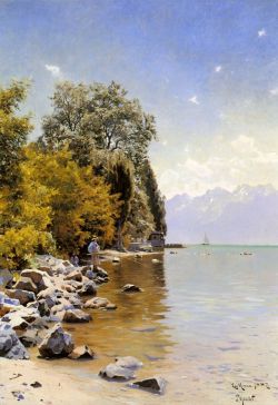 Monsted Fishing On Lac Leman reproduction peinte à la main