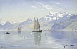 Monsted View Of Lake Vevey reproduction peinte à la main