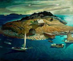 Peinture sur toile de N.c. Wyeth Island Funeral 1939 reproduction peinte à la main