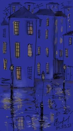 Natalie Salbieva The Blue House reproduction peinte à la main