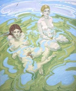 Neil Welliver Two Figures Twice reproduction peinte à la main