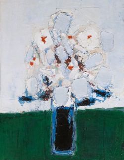 Peinture sur toile de Nicolas De Stael Fleurs Dans Un Vase Bleu 1953 reproduction peinte à la main