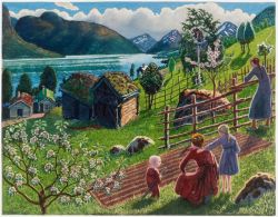Nikolai Astrup, Growing Season at Sandalstrand, 1923 reproduction peinte à la main