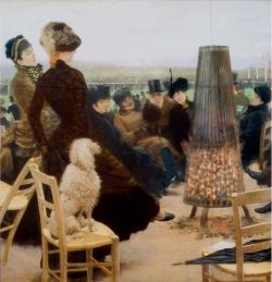 Peinture sur toile de Nittis Les Courses Au Bois De Boulogne - Panneau Central reproduction peinte à la main