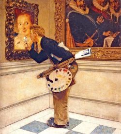 Peinture sur toile de Norman Rockwell Art Critic 1955 reproduction peinte à la main