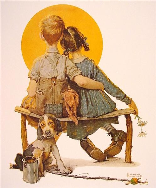 Norman Rockwell Boy And Girl Gazing At The Moon 1926