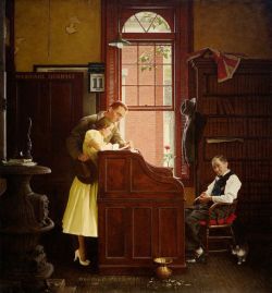 Peinture sur toile de Norman Rockwell, Marriage License reproduction peinte à la main