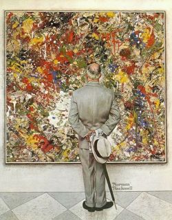 Peinture sur toile de Norman Rockwell The Connoisseur Jackson Pollock 1961 reproduction peinte à la main