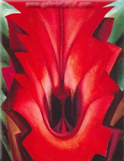 O'Keeffe, Dans le canna rouge reproduction peinte à la main