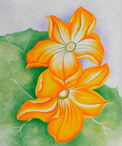O'Keeffe, Fleurs de courge reproduction peinte à la main